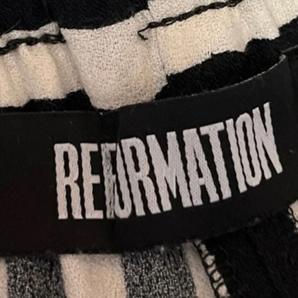 The reformation black and white stripe pant elastic waist size XS - Picture 11 of 12